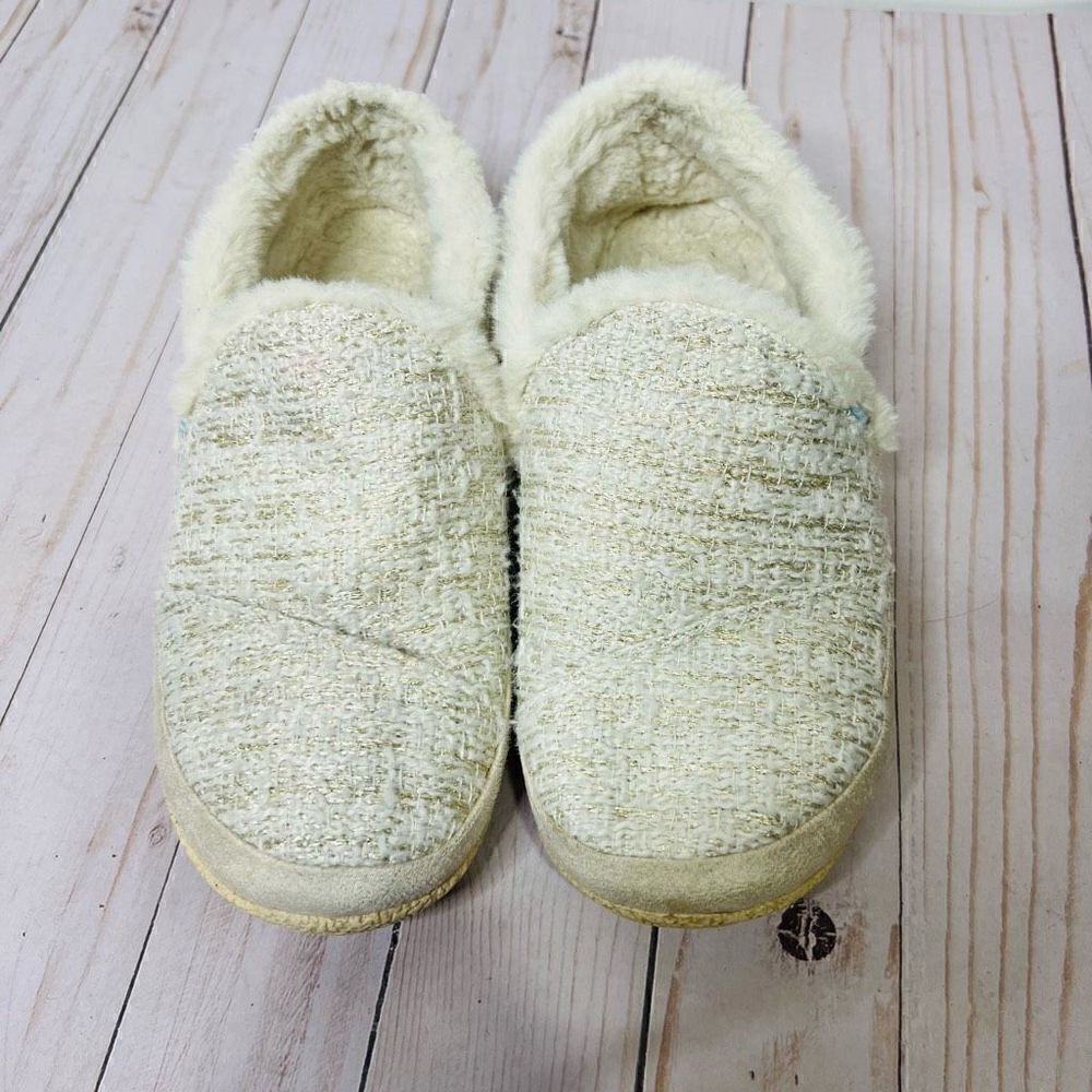 TOMS India Slippers White Metallic Boucle